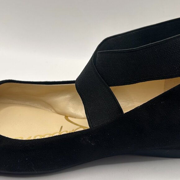 JESSICA SIMPSON Black Faux Suede Flats with Elastic Ankle Straps. Slip-On! 6.5 - Picture 2 of 5